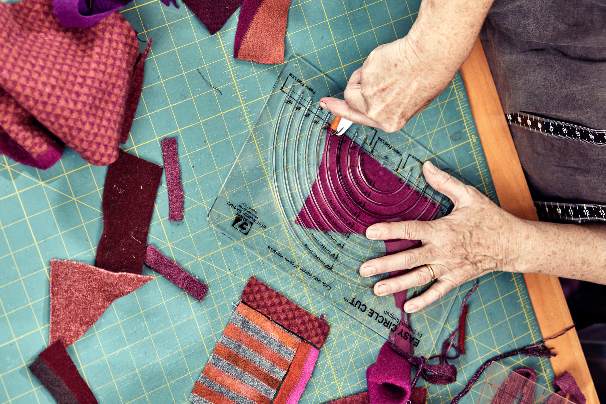 hands working on fabric